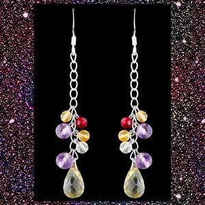 GREENGOLD QUARTZ•AMETHYST•GARNET•CITRINE EARRINGS